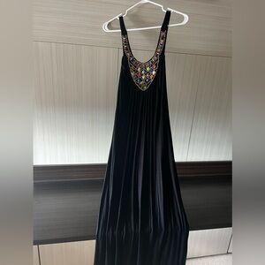 Stella Cruz Embellished Beaded Black BoHo Beach Summer Maxi Dress size S/M